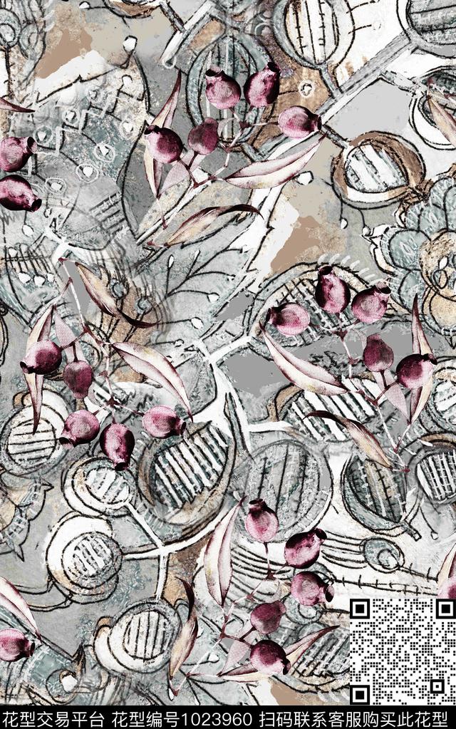 数码华亿平台民族风抽象数码印花华亿平台下载（图片编号: 1023960） - 瓦栏（Walan）