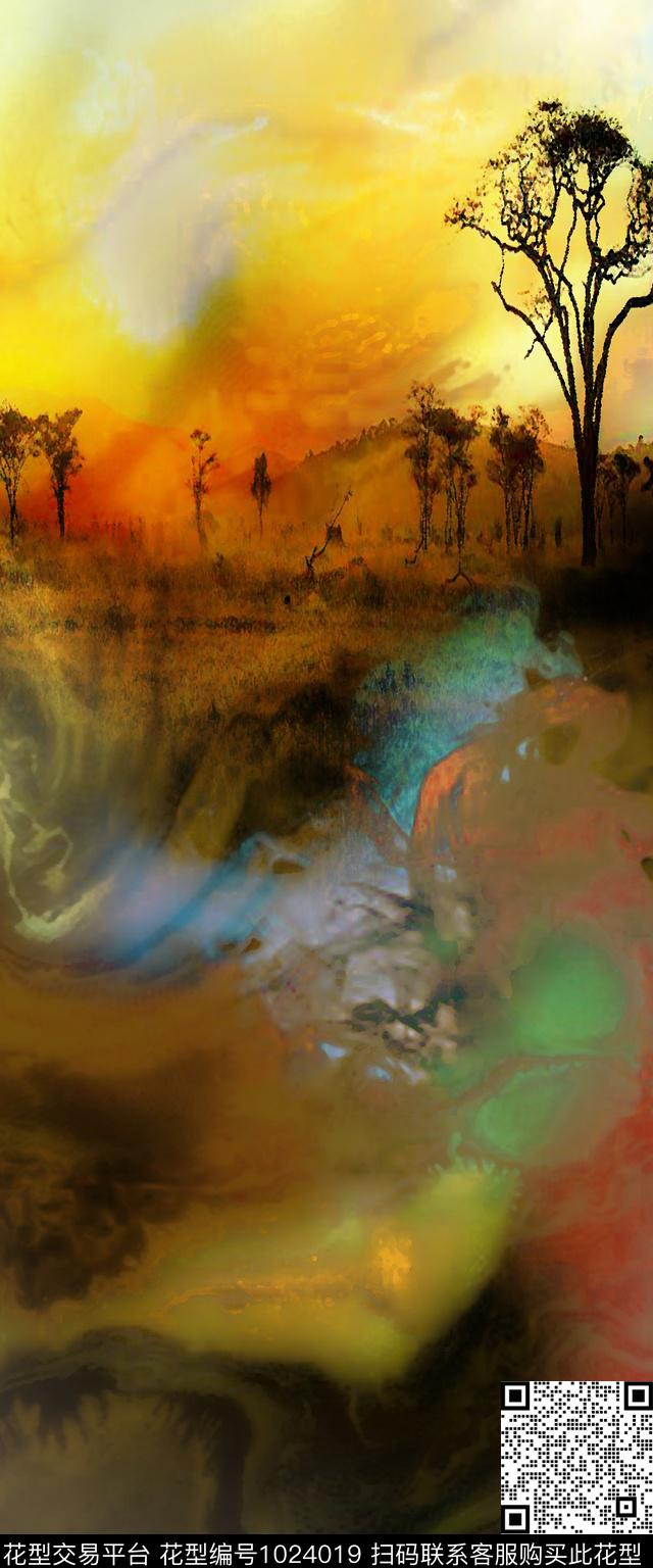 数码华亿平台风景景观女装数码印花华亿平台下载（图片编号: 1024019） - 瓦栏（Walan）