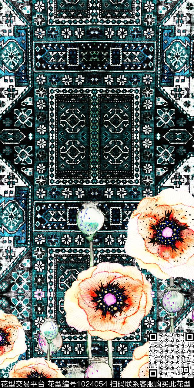数码华亿平台民族风定位花数码印花华亿平台下载（图片编号: 1024054） - 瓦栏（Walan）