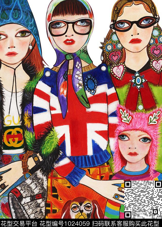 女装卡通人物大牌风传统印花华亿平台下载（图片编号: 1024059） - 瓦栏（Walan）