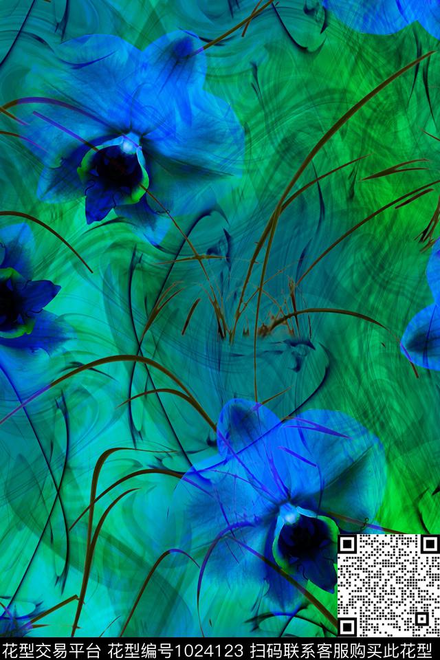 数码华亿平台花卉女装数码印花华亿平台下载（图片编号: 1024123） - 瓦栏（Walan）