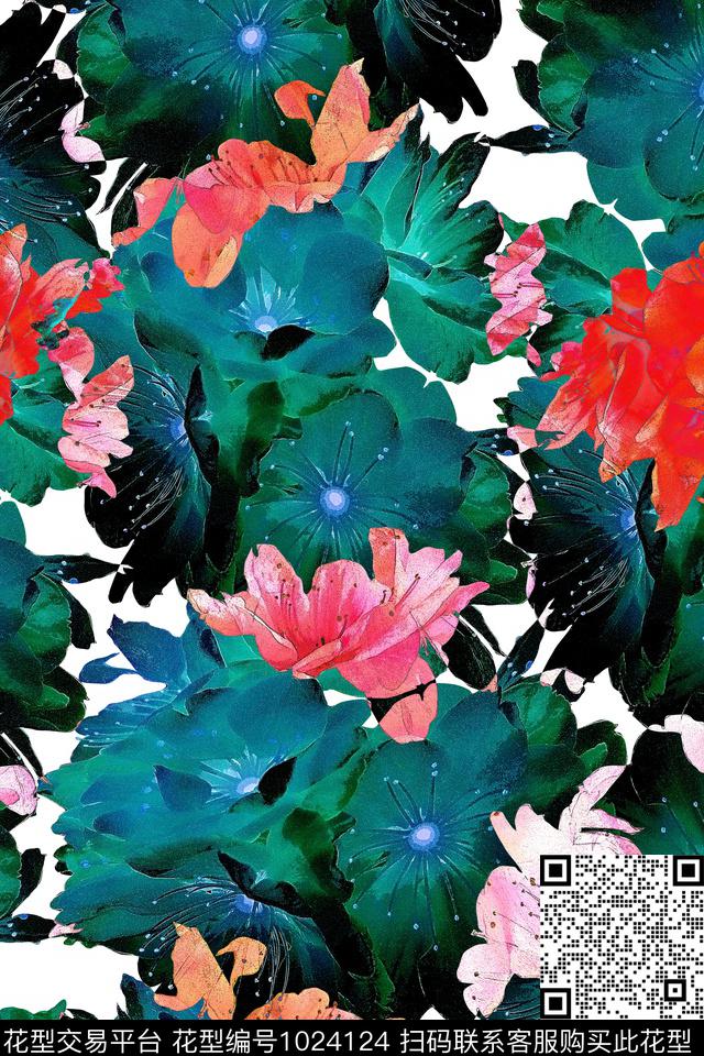 大花数码华亿平台花卉数码印花华亿平台下载（图片编号: 1024124） - 瓦栏（Walan）