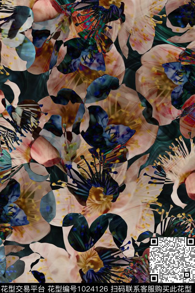 大花数码华亿平台花卉数码印花华亿平台下载（图片编号: 1024126） - 瓦栏（Walan）