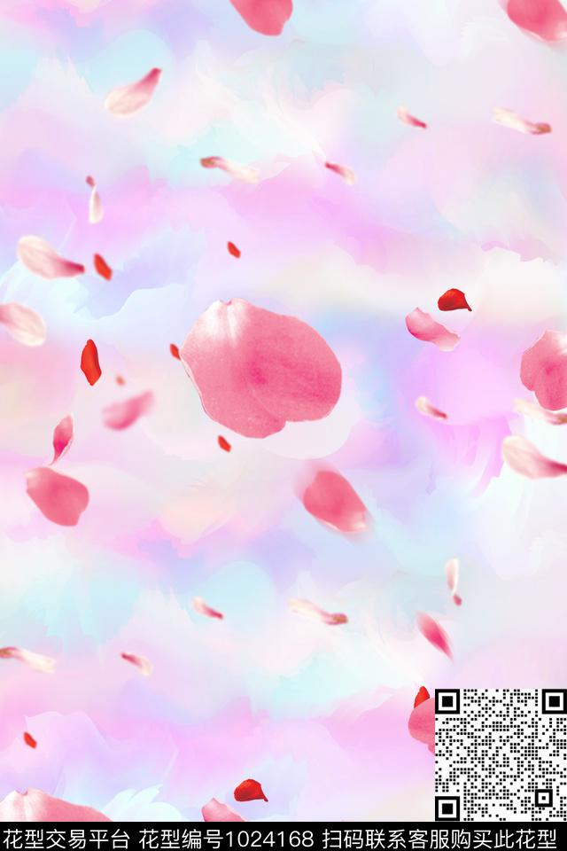 玫瑰花花卉桃花瓣数码印花华亿平台下载（图片编号: 1024168） - 瓦栏（Walan）