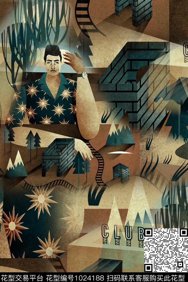 男装插画设计数码印花华亿平台下载（图片编号: 1024188） - 瓦栏（Walan）