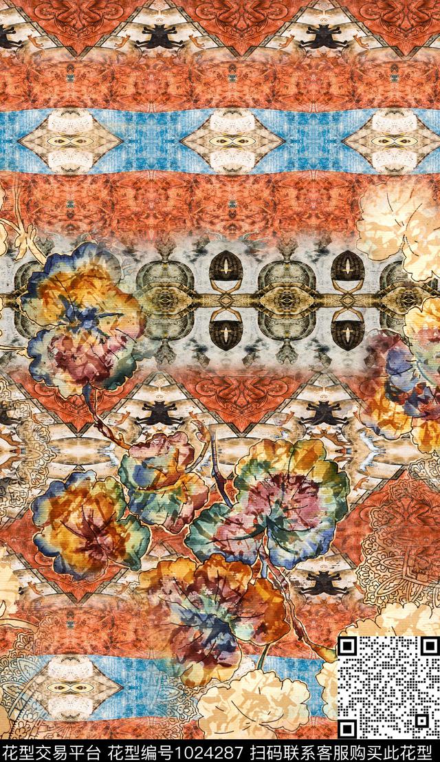 数码华亿平台民族风波西米亚数码印花华亿平台下载（图片编号: 1024287） - 瓦栏（Walan）