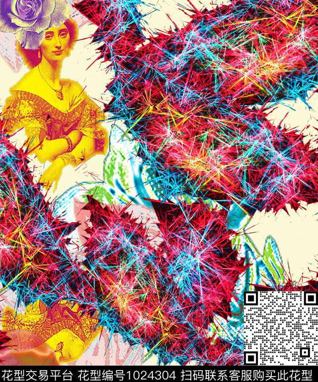 抽象人物哥特数码印花华亿平台下载（图片编号: 1024304） - 瓦栏（Walan）