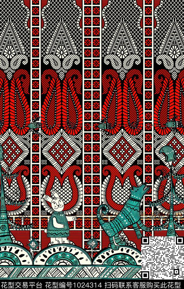 民族风波西米亚定位花传统印花华亿平台下载（图片编号: 1024314） - 瓦栏（Walan）