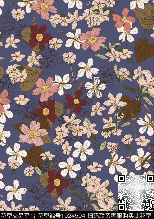 小碎花田园复古传统印花华亿平台下载（图片编号: 1024504） - 瓦栏（Walan）