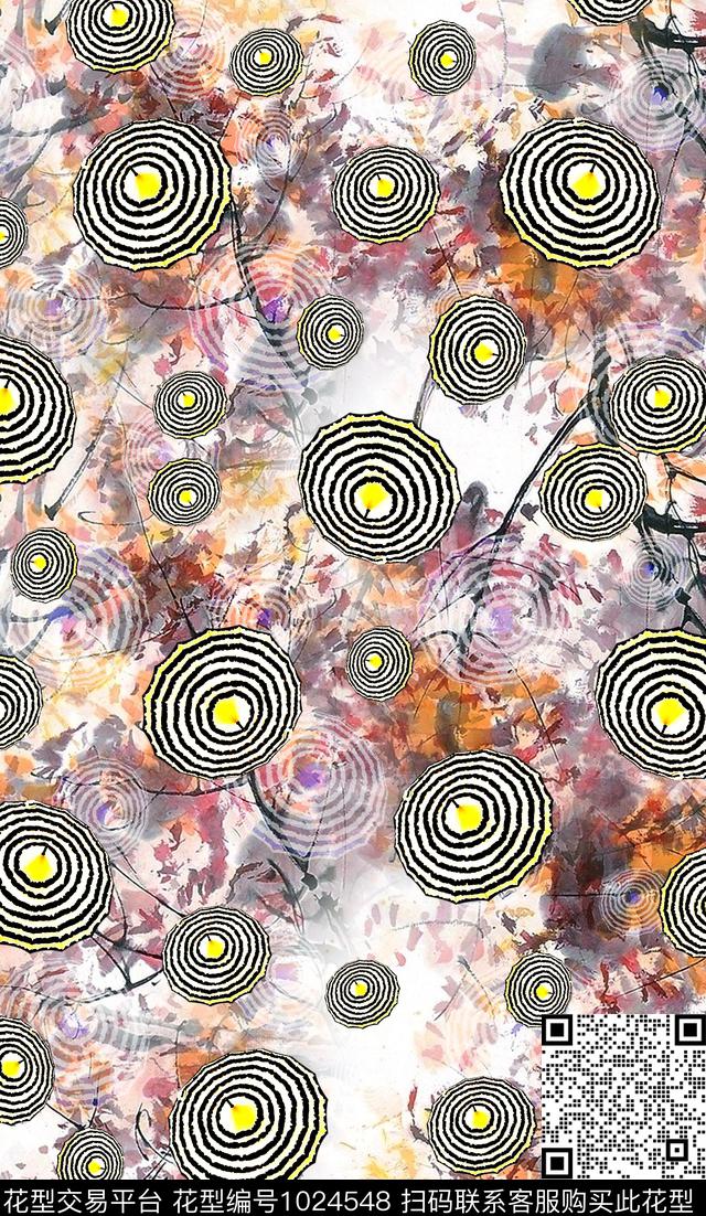 雨伞植物写意数码印花华亿平台下载（图片编号: 1024548） - 瓦栏（Walan）