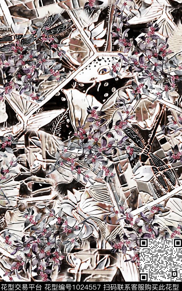 数码华亿平台花卉大牌风数码印花华亿平台下载（图片编号: 1024557） - 瓦栏（Walan）