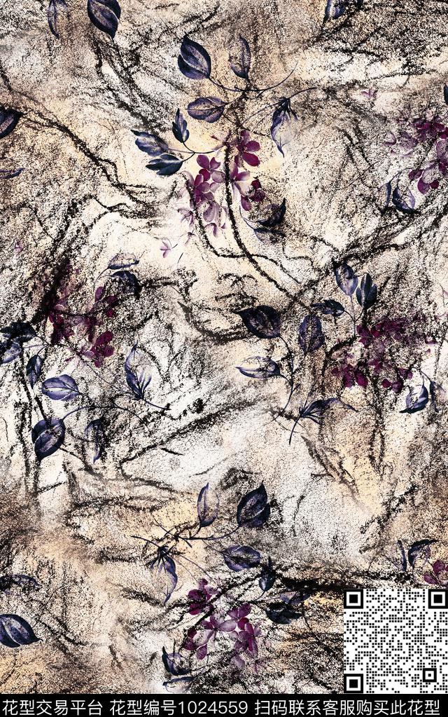 数码华亿平台花卉大牌风数码印花华亿平台下载（图片编号: 1024559） - 瓦栏（Walan）