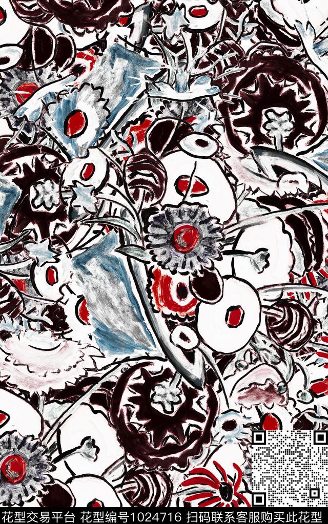 数码华亿平台民族风抽象数码印花华亿平台下载（图片编号: 1024716） - 瓦栏（Walan）