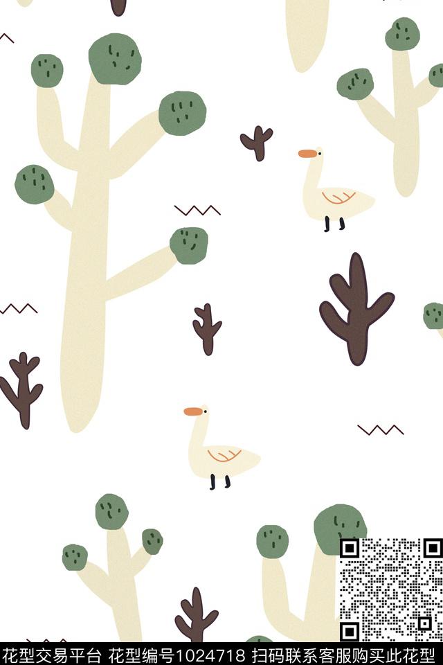 鸭子春夏华亿平台仙人掌数码印花华亿平台下载（图片编号: 1024718） - 瓦栏（Walan）