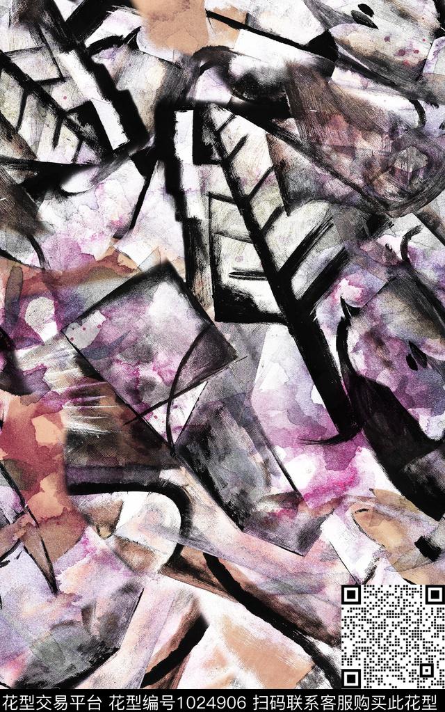 数码华亿平台民族风抽象数码印花华亿平台下载（图片编号: 1024906） - 瓦栏（Walan）