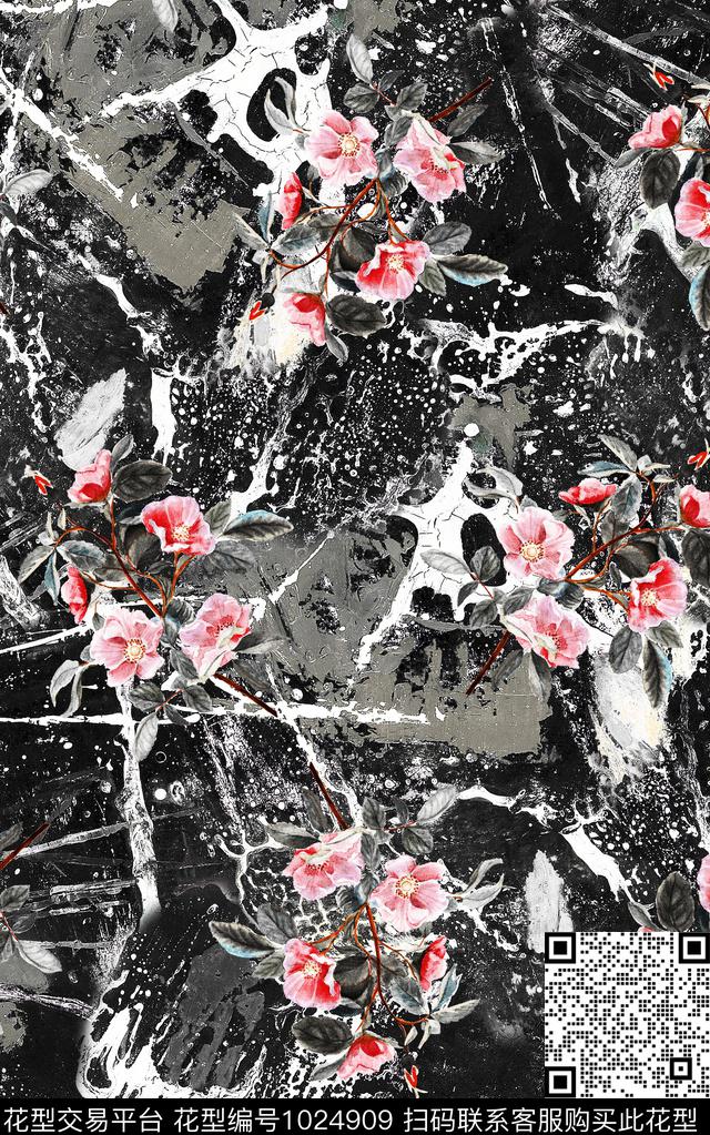 数码华亿平台花卉大牌风数码印花华亿平台下载（图片编号: 1024909） - 瓦栏（Walan）