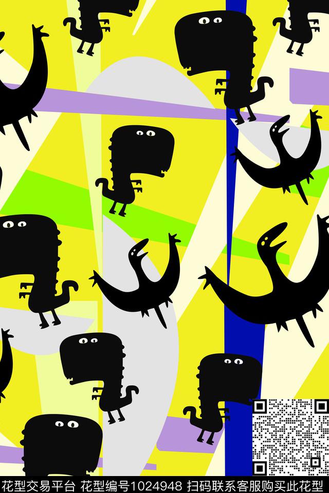 几何动物趣味时尚数码印花华亿平台下载（图片编号: 1024948） - 瓦栏（Walan）
