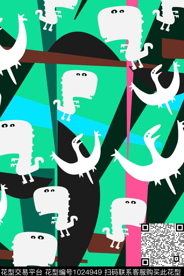 几何动物趣味时尚数码印花华亿平台下载（图片编号: 1024949） - 瓦栏（Walan）