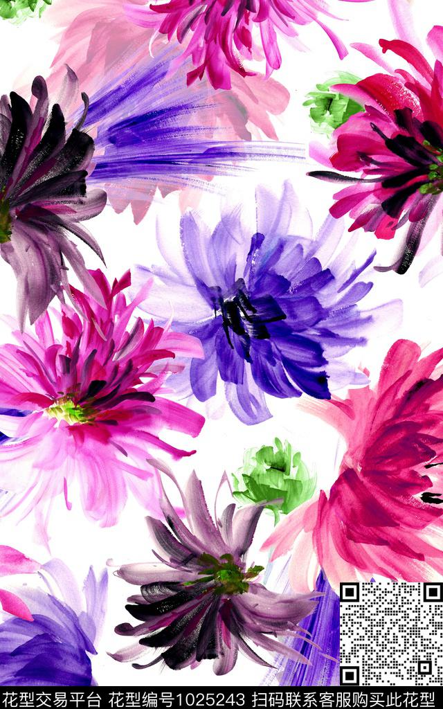 花卉手绘花卉水彩花卉传统印花华亿平台下载（图片编号: 1025243） - 瓦栏（Walan）