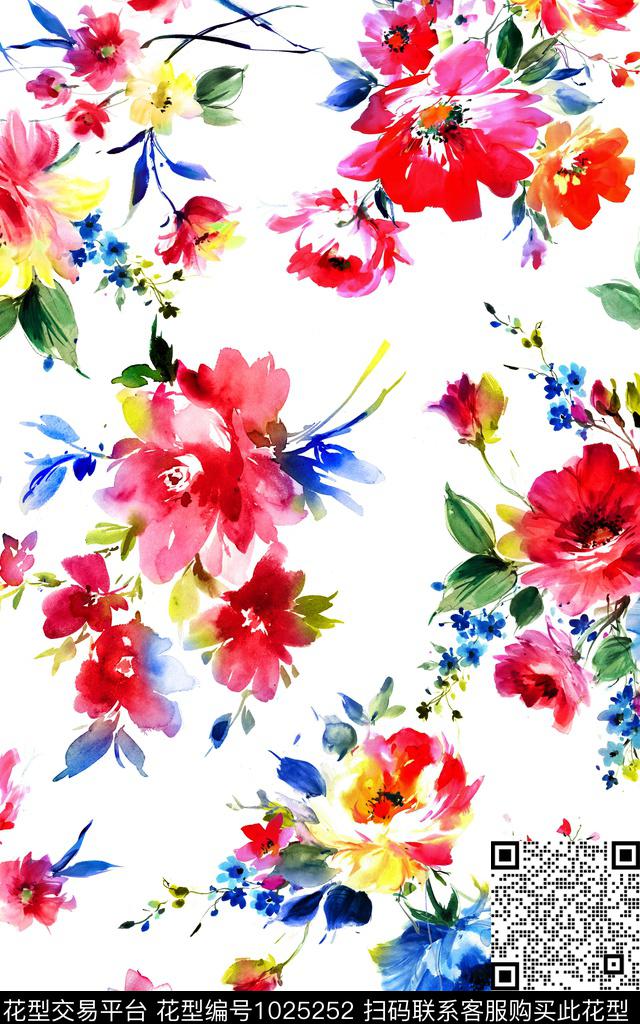 花卉手绘花卉水彩花卉传统印花华亿平台下载（图片编号: 1025252） - 瓦栏（Walan）