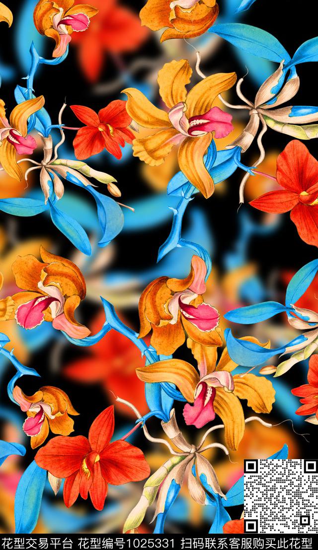 玉兰花植物花卉数码印花华亿平台下载（图片编号: 1025331） - 瓦栏（Walan）
