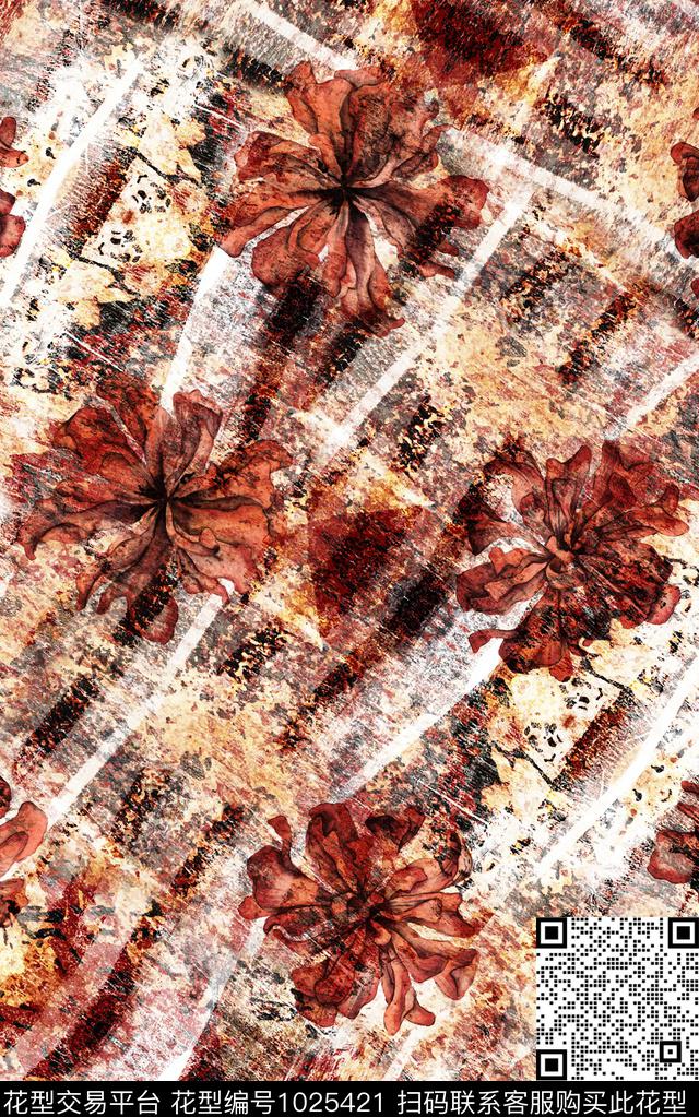 数码华亿平台花卉大牌风数码印花华亿平台下载（图片编号: 1025421） - 瓦栏（Walan）