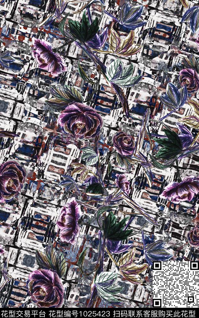 数码华亿平台花卉大牌风数码印花华亿平台下载（图片编号: 1025423） - 瓦栏（Walan）