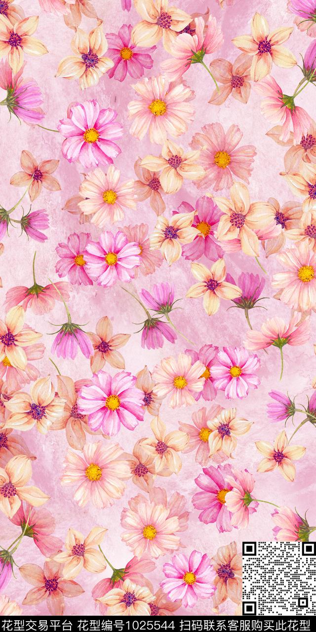 小碎花手绘花卉满版散花数码印花华亿平台下载（图片编号: 1025544） - 瓦栏（Walan）