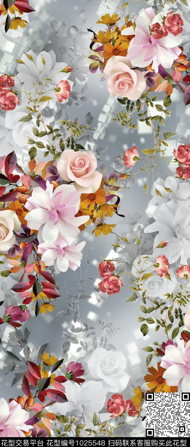 欧式定位花迪拜花卉花卉数码印花华亿平台下载（图片编号: 1025548） - 瓦栏（Walan）