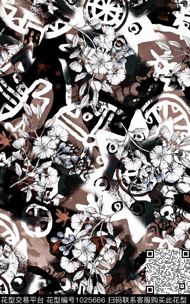 民族风花卉大牌风数码印花华亿平台下载（图片编号: 1025666） - 瓦栏（Walan）