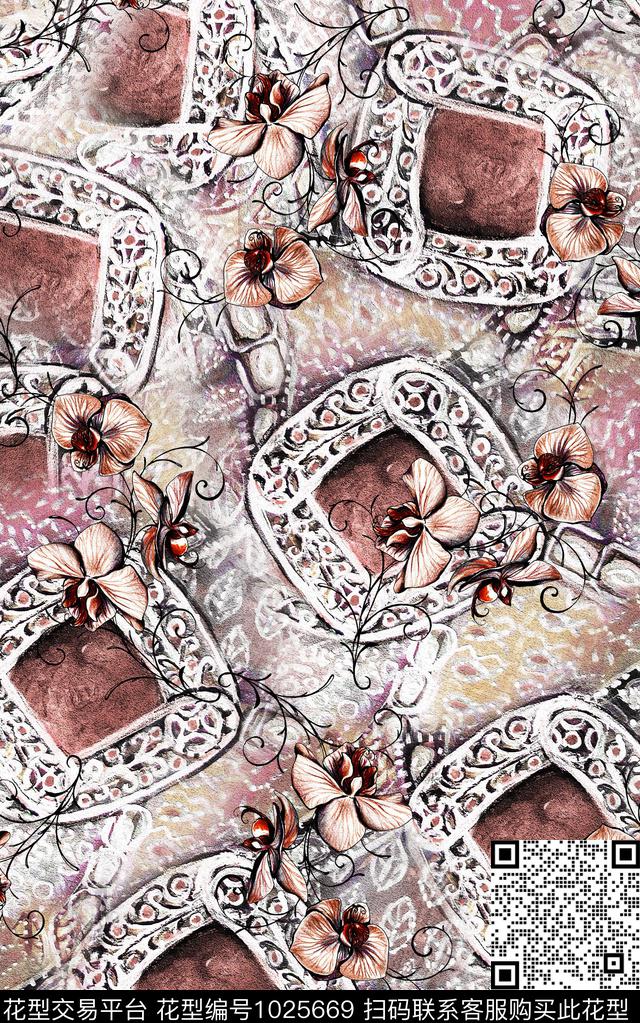 民族风花卉大牌风数码印花华亿平台下载（图片编号: 1025669） - 瓦栏（Walan）