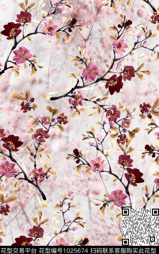 数码华亿平台民族风花卉数码印花华亿平台下载（图片编号: 1025674） - 瓦栏（Walan）