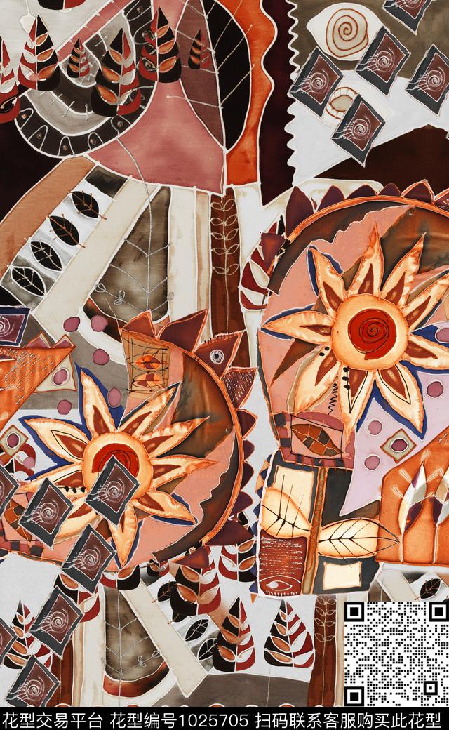 民族风定位花数码印花华亿平台下载（图片编号: 1025705） - 瓦栏（Walan）