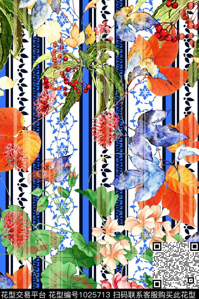 抽象花卉几何数码印花华亿平台下载（图片编号: 1025713） - 瓦栏（Walan）