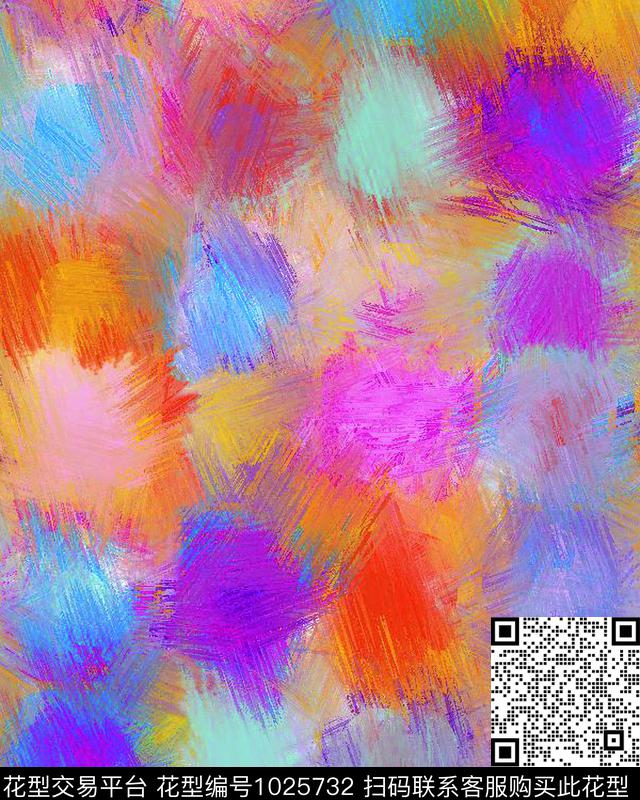 抽象水粉画水粉画笔触数码印花华亿平台下载（图片编号: 1025732） - 瓦栏（Walan）