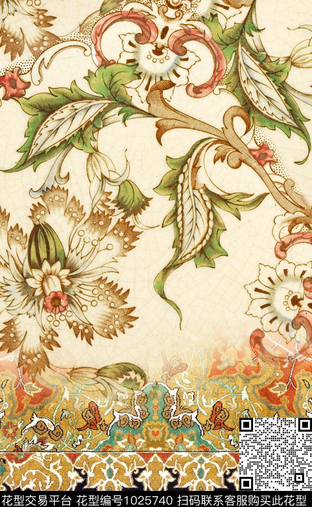 数码华亿平台民族风定位花数码印花华亿平台下载（图片编号: 1025740） - 瓦栏（Walan）