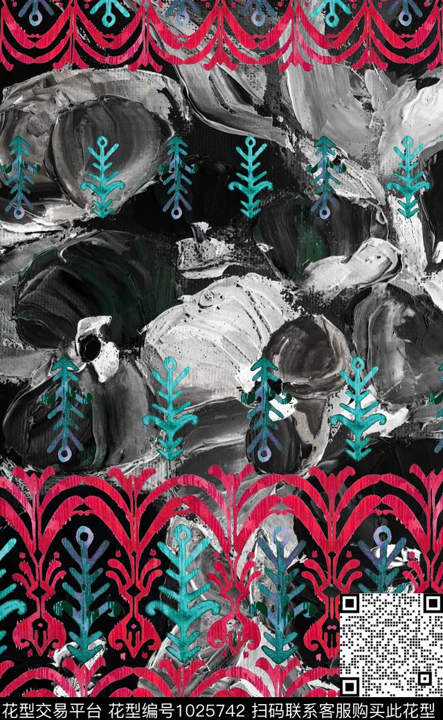 数码华亿平台民族风定位花数码印花华亿平台下载（图片编号: 1025742） - 瓦栏（Walan）