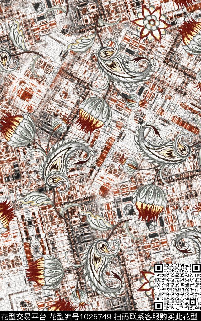 民族风花卉大牌风数码印花华亿平台下载（图片编号: 1025749） - 瓦栏（Walan）