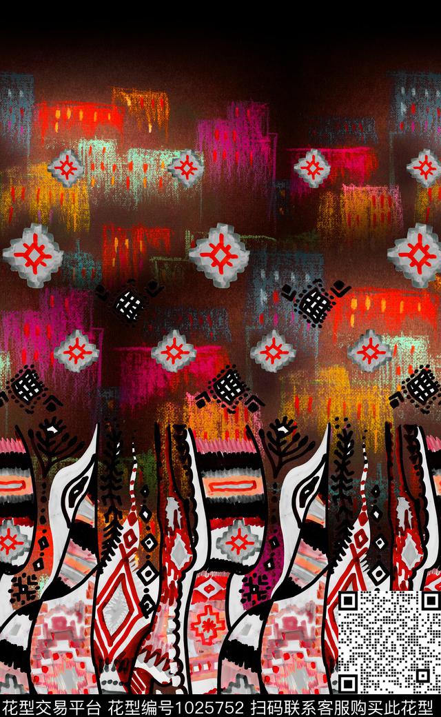 数码华亿平台民族风定位花数码印花华亿平台下载（图片编号: 1025752） - 瓦栏（Walan）