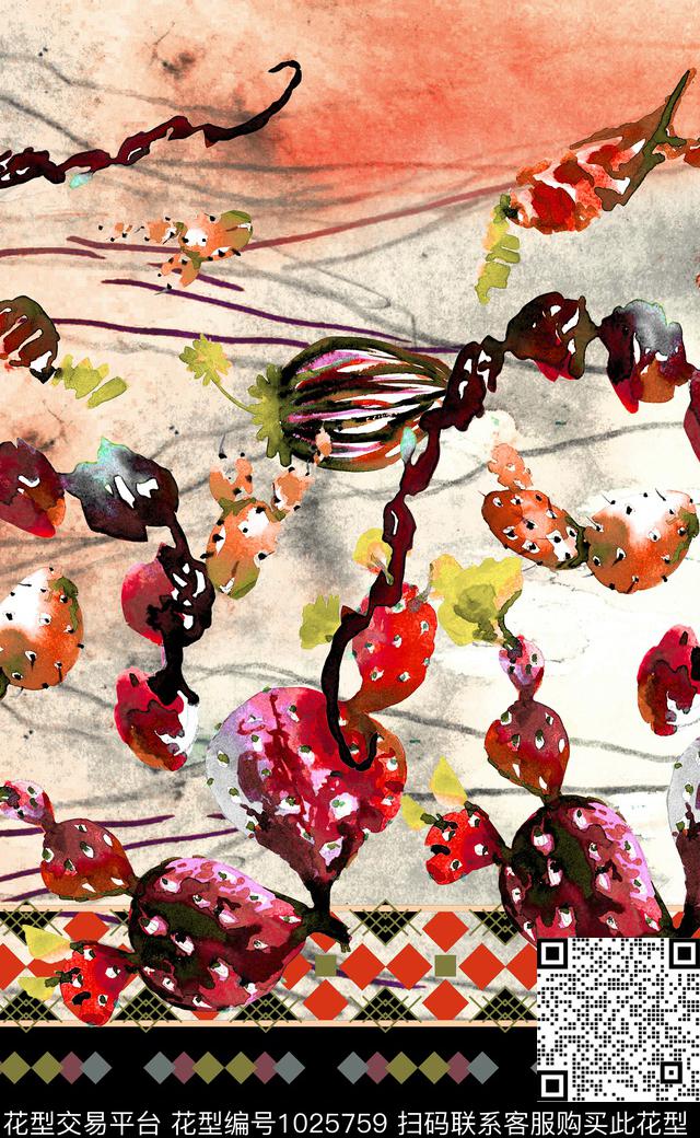 数码华亿平台民族风定位花数码印花华亿平台下载（图片编号: 1025759） - 瓦栏（Walan）