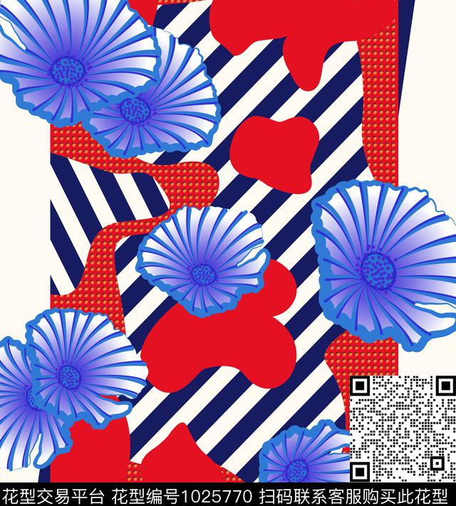 花卉几何潮牌数码印花华亿平台下载（图片编号: 1025770） - 瓦栏（Walan）