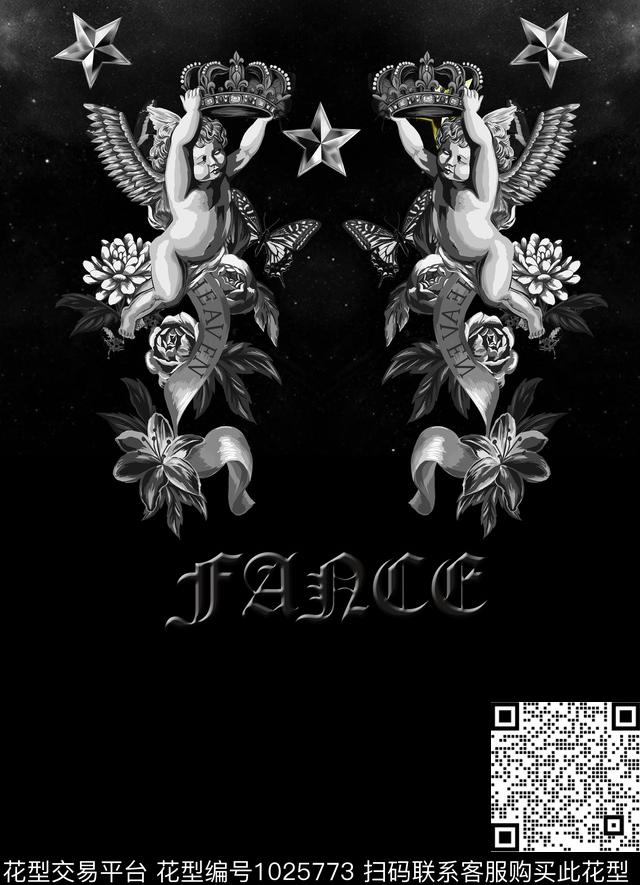 抽象花卉宫廷风天使数码印花华亿平台下载（图片编号: 1025773） - 瓦栏（Walan）