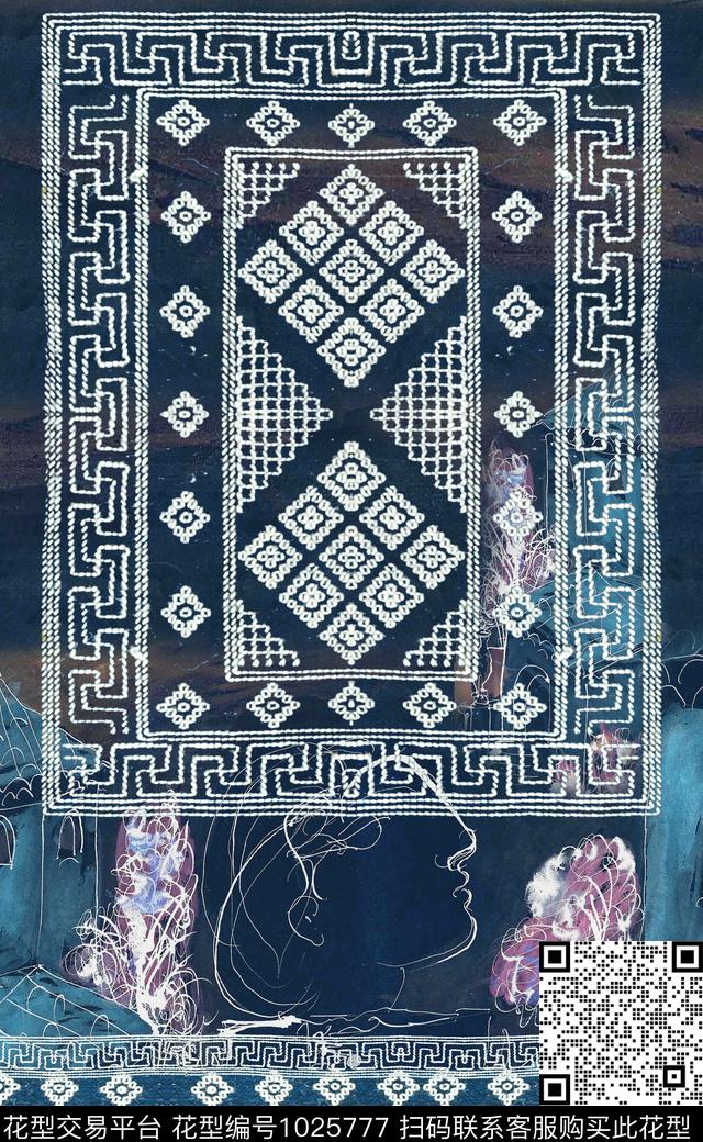 数码华亿平台民族风定位花数码印花华亿平台下载（图片编号: 1025777） - 瓦栏（Walan）