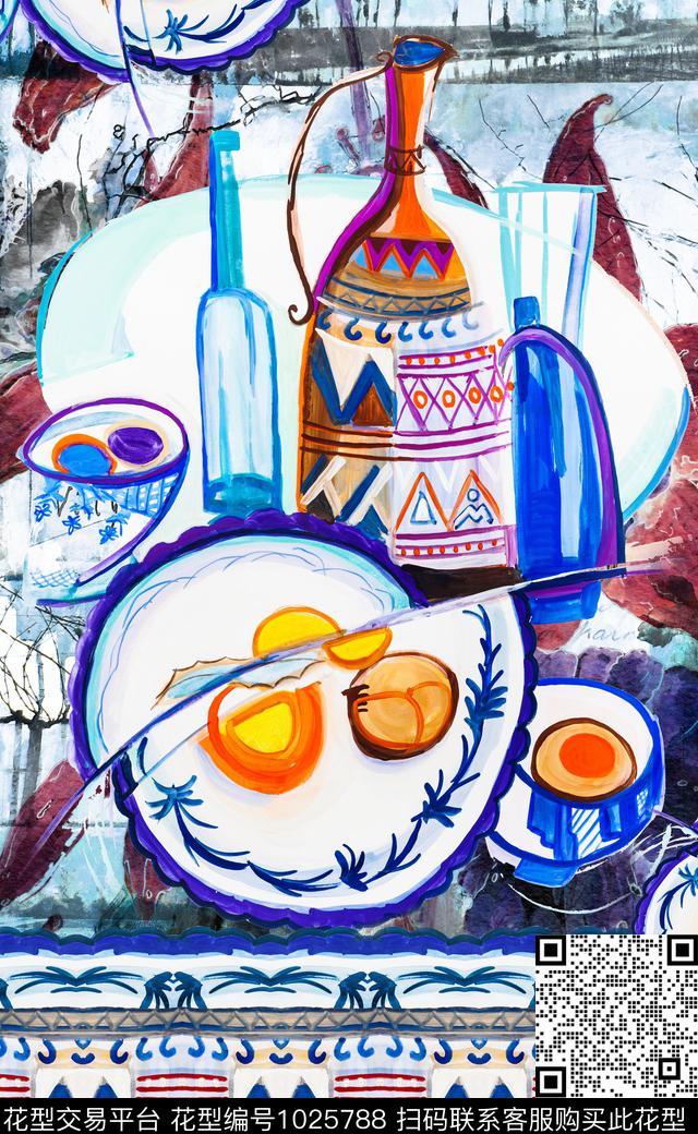 数码华亿平台民族风定位花数码印花华亿平台下载（图片编号: 1025788） - 瓦栏（Walan）