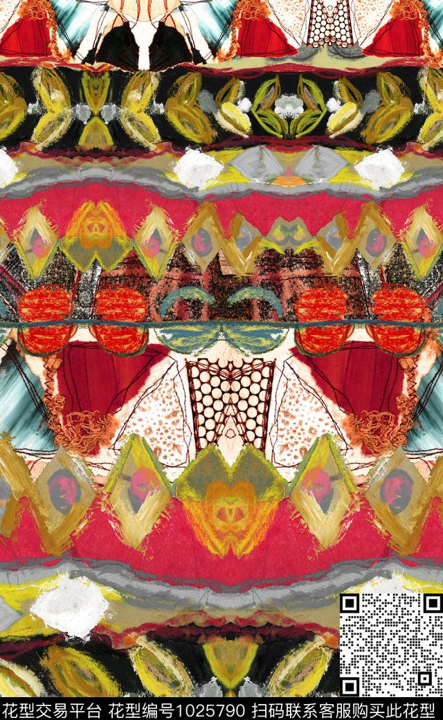 数码华亿平台民族风定位花数码印花华亿平台下载（图片编号: 1025790） - 瓦栏（Walan）