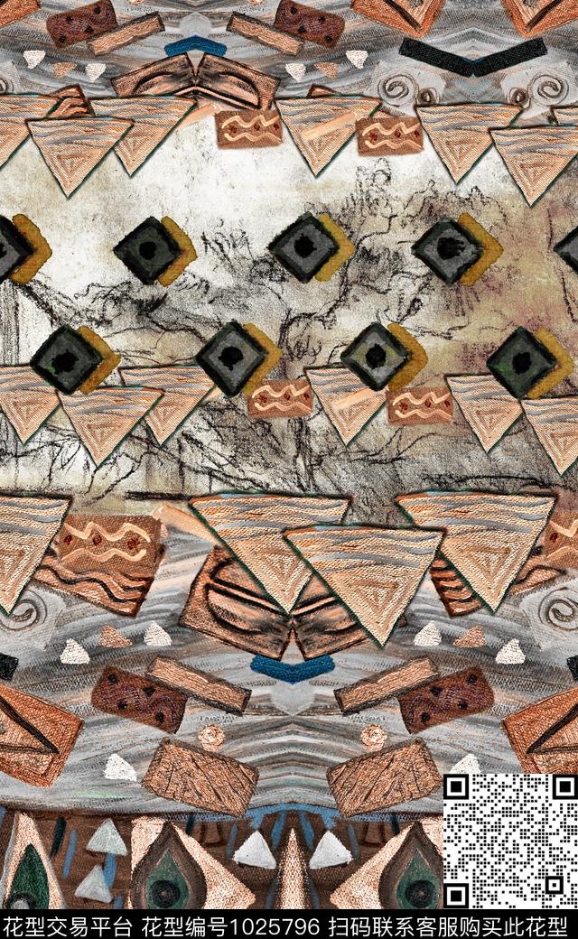 数码华亿平台民族风格子数码印花华亿平台下载（图片编号: 1025796） - 瓦栏（Walan）