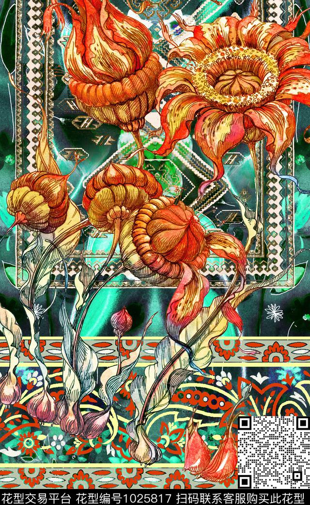 大花数码华亿平台民族风数码印花华亿平台下载（图片编号: 1025817） - 瓦栏（Walan）