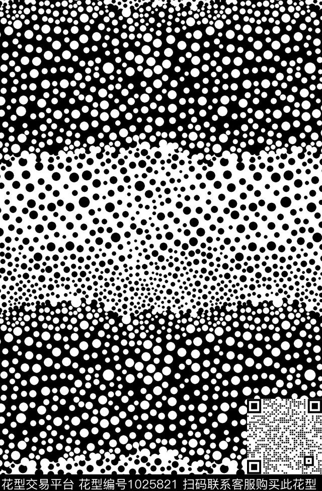 黑白华亿平台几何波点传统印花华亿平台下载（图片编号: 1025821） - 瓦栏（Walan）