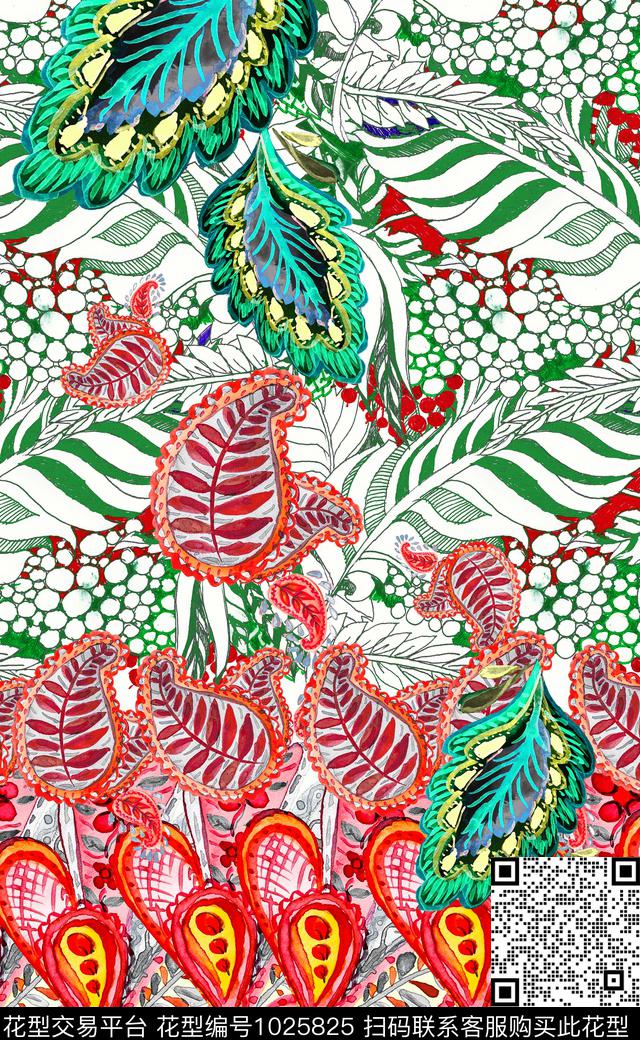 数码华亿平台民族风定位花数码印花华亿平台下载（图片编号: 1025825） - 瓦栏（Walan）