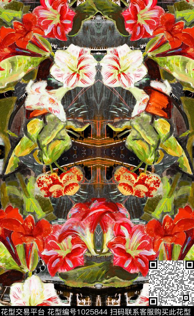 数码华亿平台民族风花卉数码印花华亿平台下载（图片编号: 1025844） - 瓦栏（Walan）
